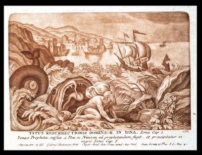 Jonah and the Whale, Illustration from a Bible, Engraved by Gabriel Bodeneer by Mattaus the Younger Merian